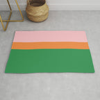 Color Block Striped Solid Pink Green Orange Rug Gallery Image 1