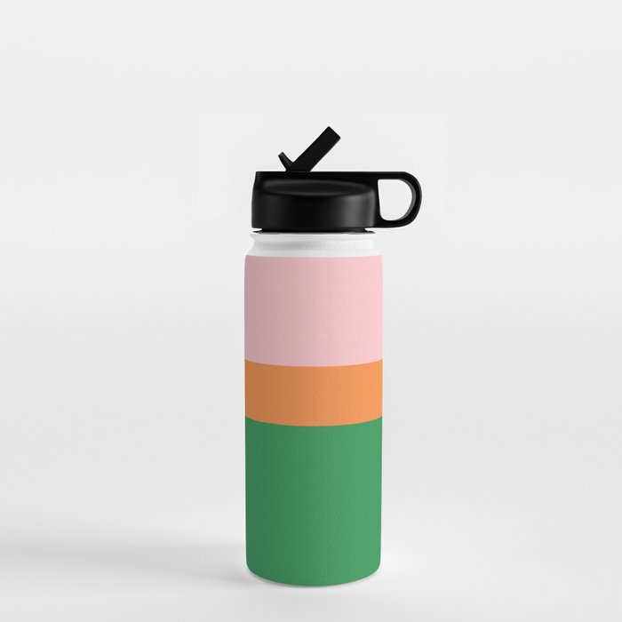 Color Block Striped Solid Pink Green Orange Water Bottle Gallery Image 1