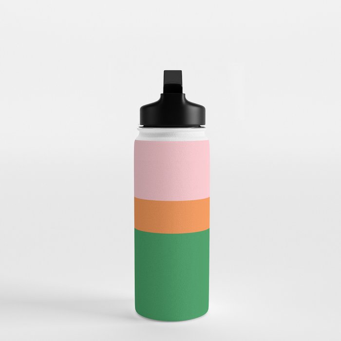 Color Block Striped Solid Pink Green Orange Water Bottle Gallery Image 3