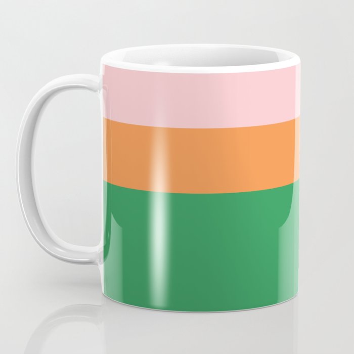Color Block Striped Solid Pink Green Orange Coffee Mug Gallery Image 3