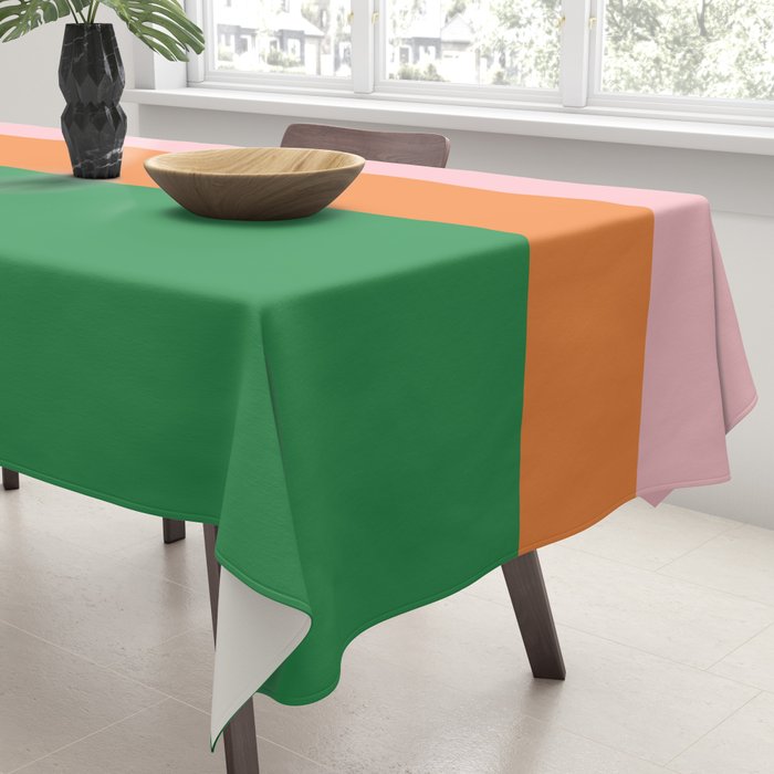 Color Block Striped Solid Pink Green Orange Tablecloth Gallery Image 3
