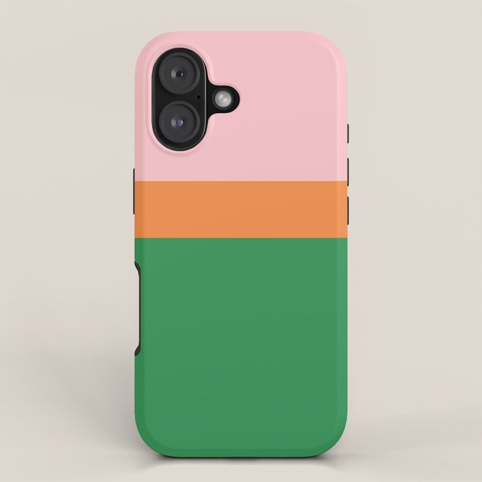 Color Block Striped Solid Pink Green Orange iPhone Case Gallery Image 1