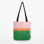 Color Block Striped Solid Pink Green Orange Tote Bag Gallery Image 2