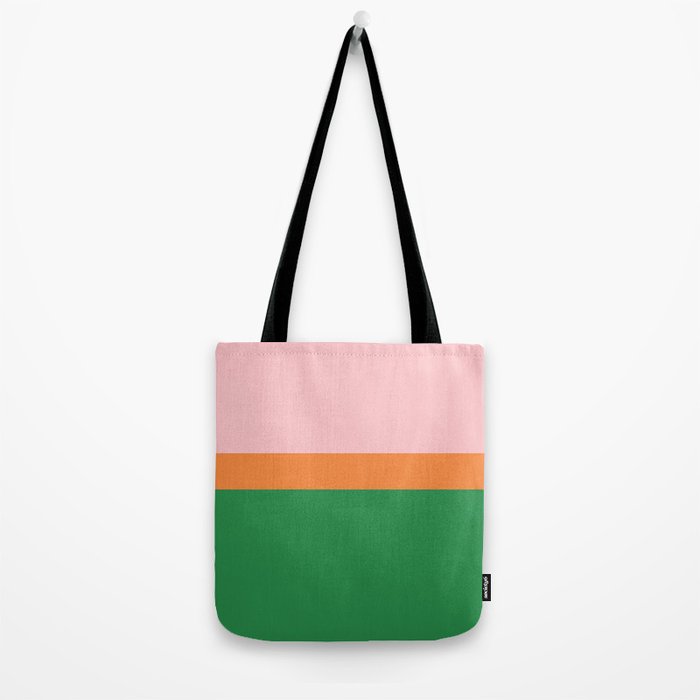 Color Block Striped Solid Pink Green Orange Tote Bag Gallery Image 2