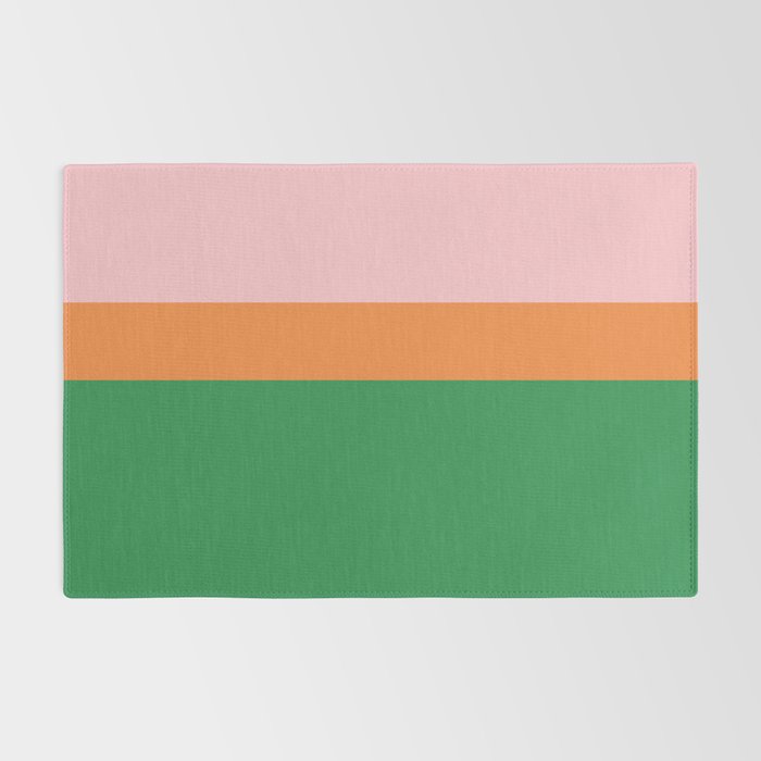 Color Block Striped Solid Pink Green Orange Rug Gallery Image 2