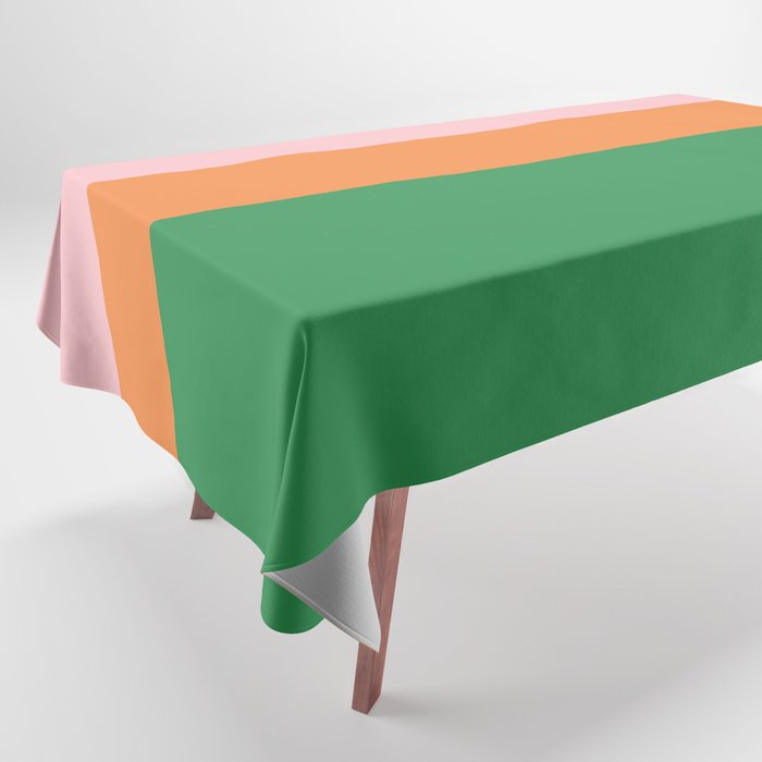 Color Block Striped Solid Pink Green Orange Tablecloth Gallery Image 1