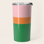 Color Block Striped Solid Pink Green Orange Travel Mug Gallery Image 2