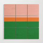 Color Block Striped Solid Pink Green Orange Wood Wall Art Gallery Image 1