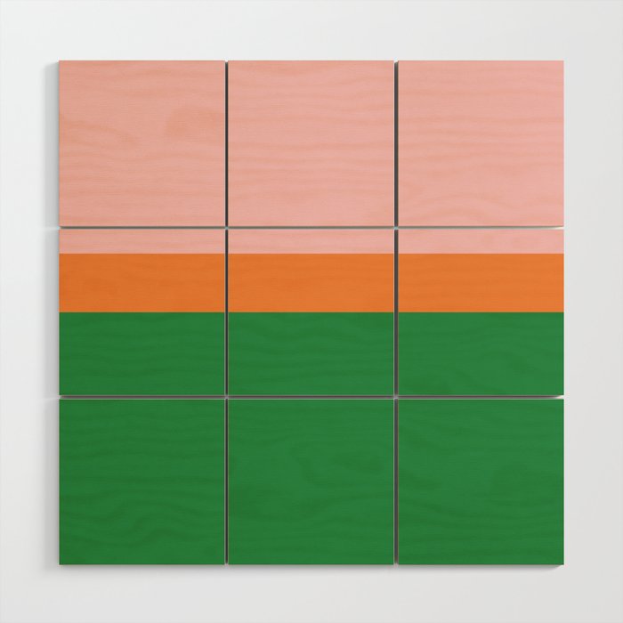 Color Block Striped Solid Pink Green Orange Wood Wall Art Gallery Image 1