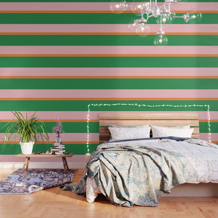 Color Block Striped Solid Pink Green Orange Wallpaper Gallery Image 3