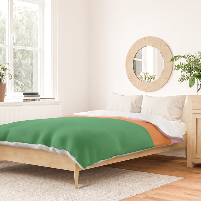 Color Block Striped Solid Pink Green Orange Duvet Cover Gallery Image 2