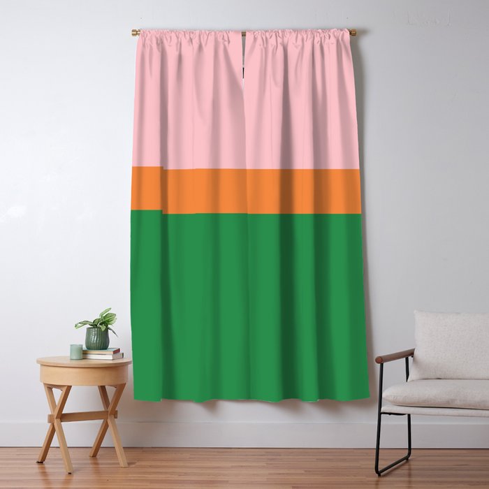 Color Block Striped Solid Pink Green Orange Window Curtain Gallery Image 5