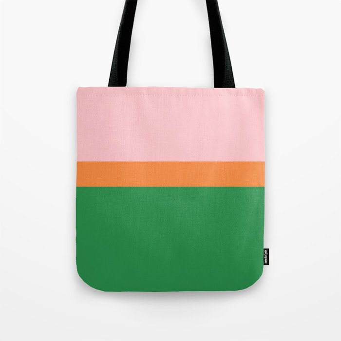 Color Block Striped Solid Pink Green Orange Tote Bag Gallery Image 1