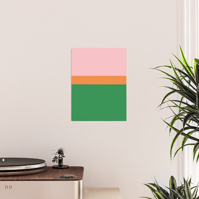 Color Block Striped Solid Pink Green Orange Poster Gallery Image 2