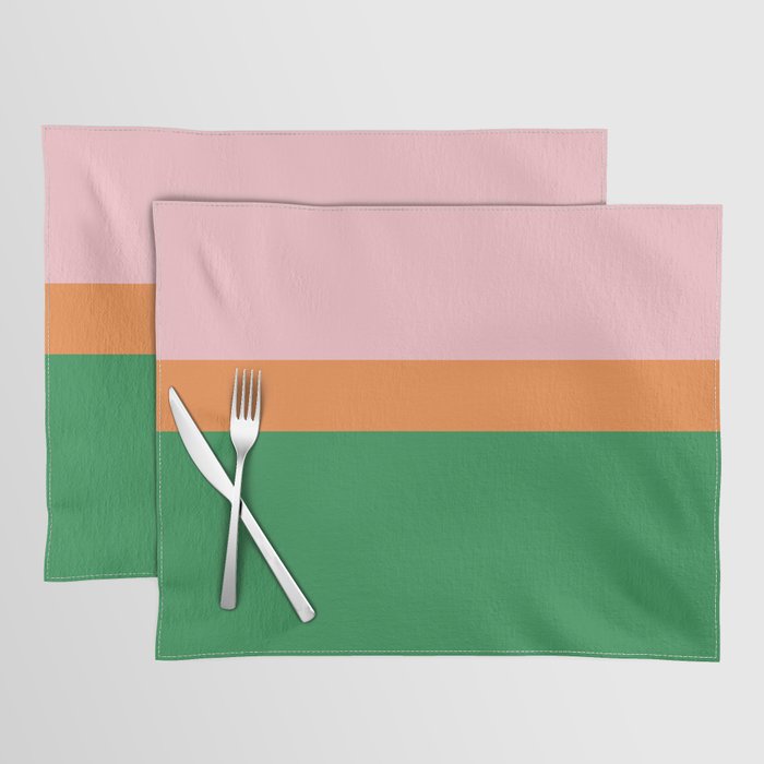 Color Block Striped Solid Pink Green Orange Placemat Gallery Image 1