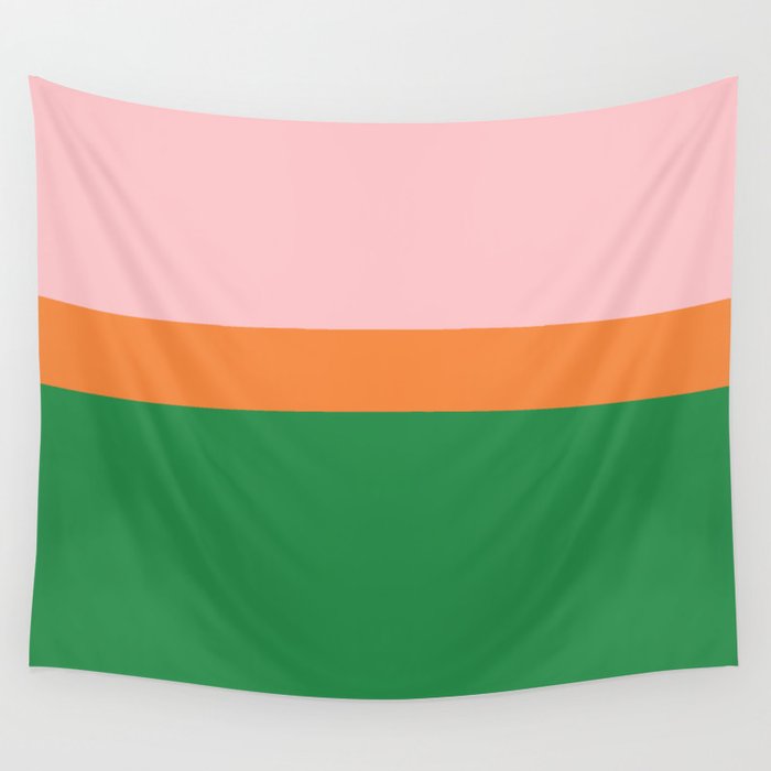 Color Block Striped Solid Pink Green Orange Wall Tapestry Gallery Image 1