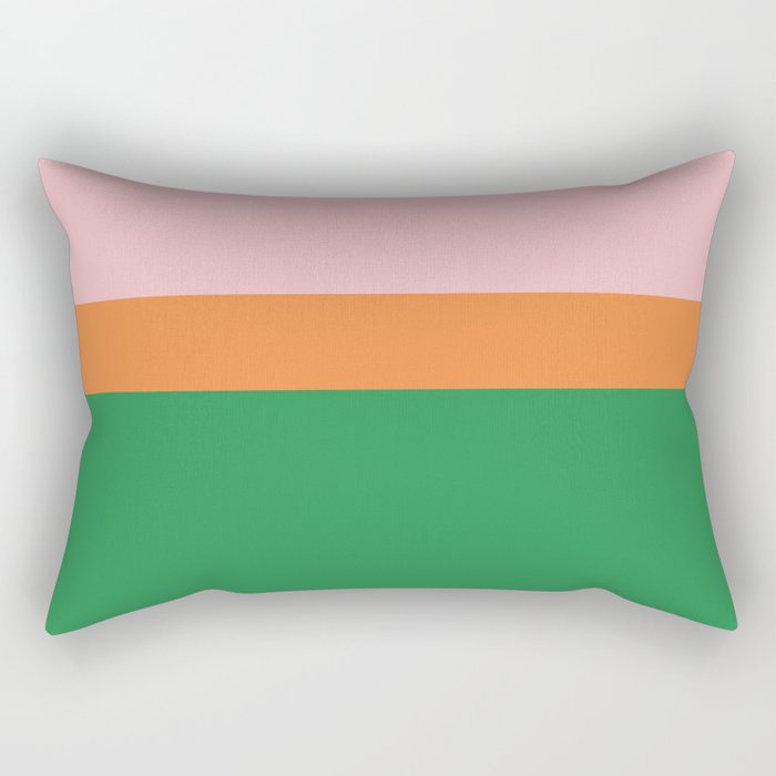 Color Block Striped Solid Pink Green Orange Rectangular Pillow Gallery Image 2