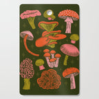 Texas Mushrooms - Bright Multicolor on Green Cutting Board Gallery Image 1