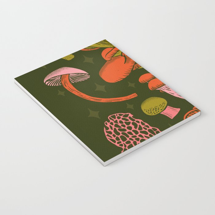 Texas Mushrooms - Bright Multicolor on Green Notebook Gallery Image 3