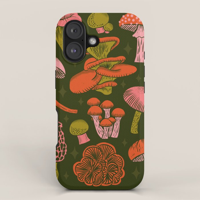 Texas Mushrooms - Bright Multicolor on Green iPhone Case Gallery Image 1