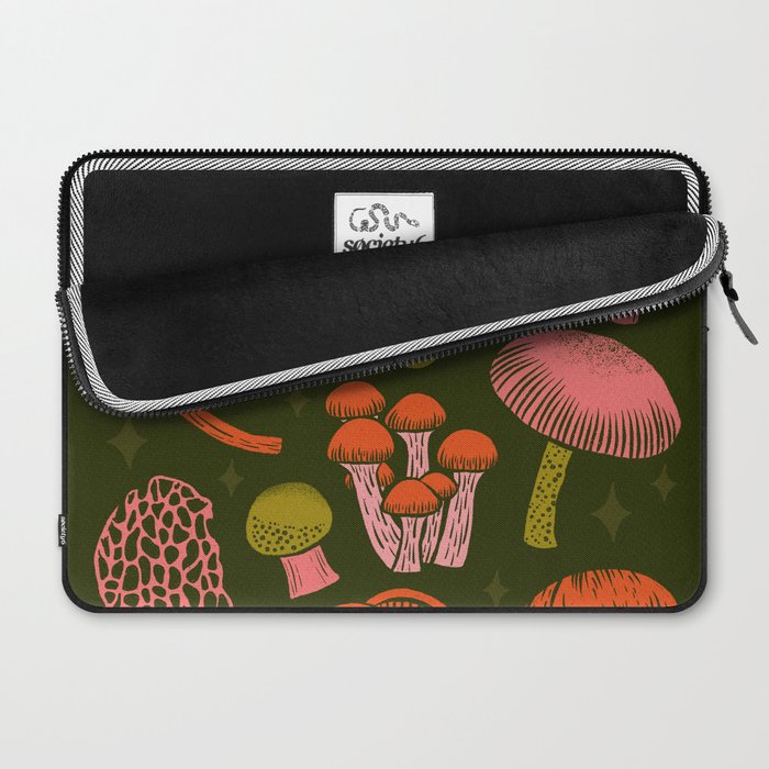 Texas Mushrooms - Bright Multicolor on Green Laptop Sleeve Gallery Image 2