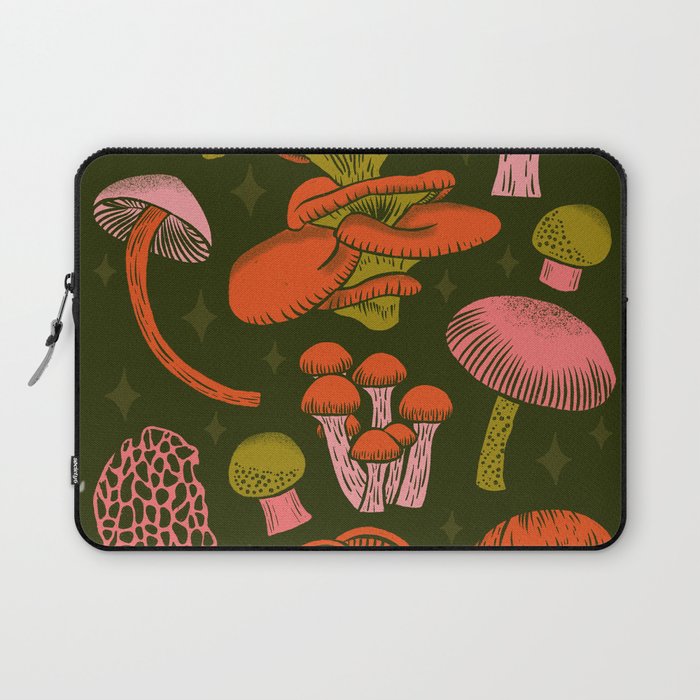 Texas Mushrooms - Bright Multicolor on Green Laptop Sleeve Gallery Image 1