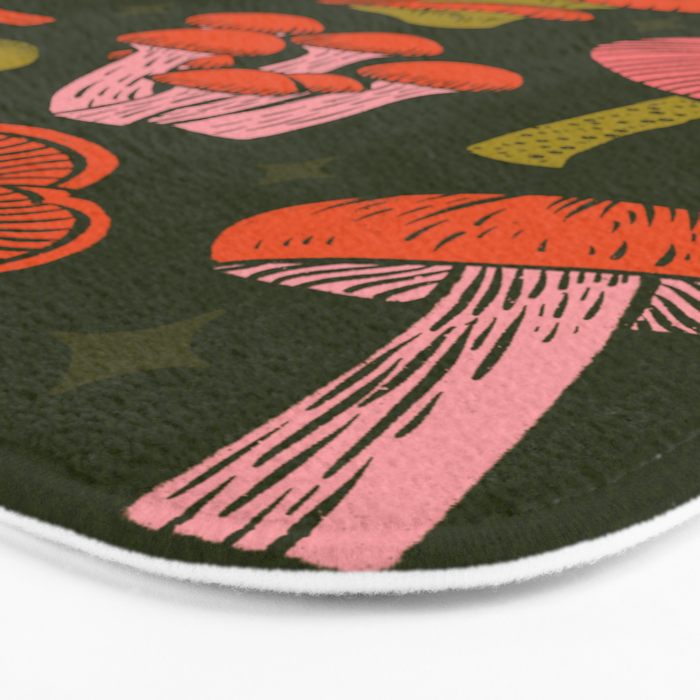 Texas Mushrooms - Bright Multicolor on Green Bath Mat Gallery Image 3