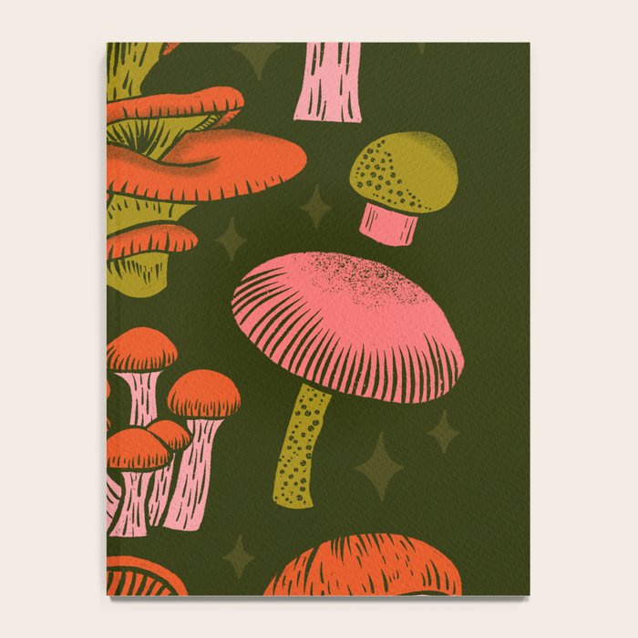 Texas Mushrooms - Bright Multicolor on Green Notebook Gallery Image 4