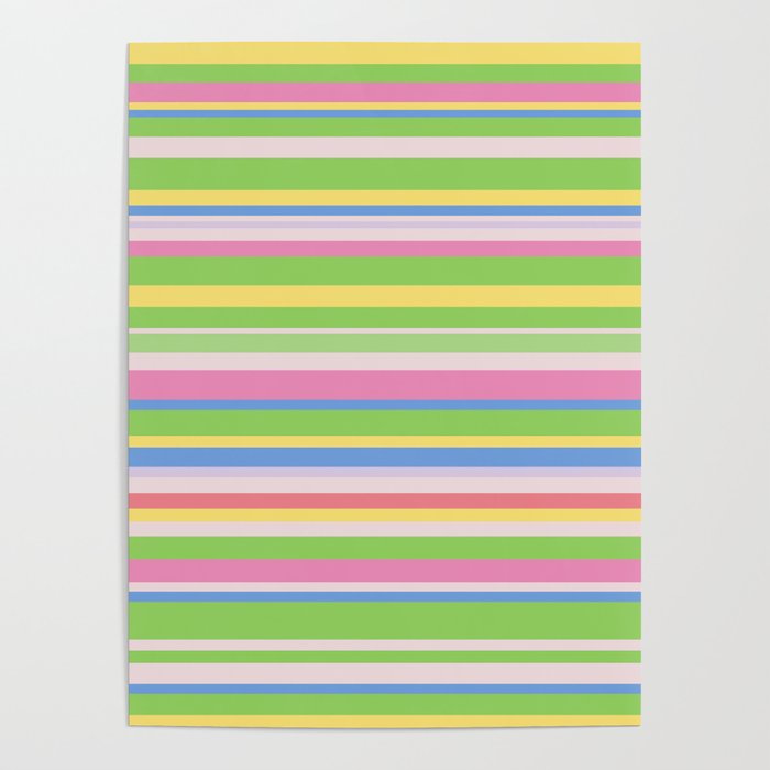 Summer Stripes Spring Green Pastel Multicolor Pattern Poster Gallery Image 4