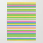 Summer Stripes Spring Green Pastel Multicolor Pattern Poster Gallery Image 4