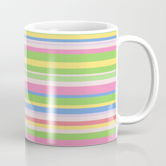 Summer Stripes Spring Green Pastel Multicolor Pattern Coffee Mug Gallery Image 1