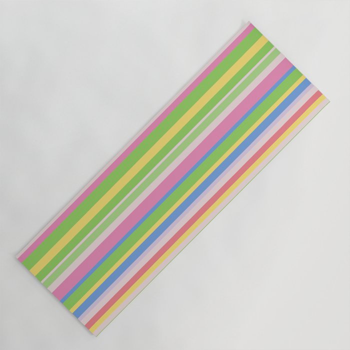 Summer Stripes Spring Green Pastel Multicolor Pattern Yoga Mat Gallery Image 1