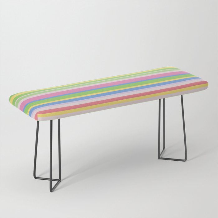 Summer Stripes Spring Green Pastel Multicolor Pattern Bench Gallery Image 1