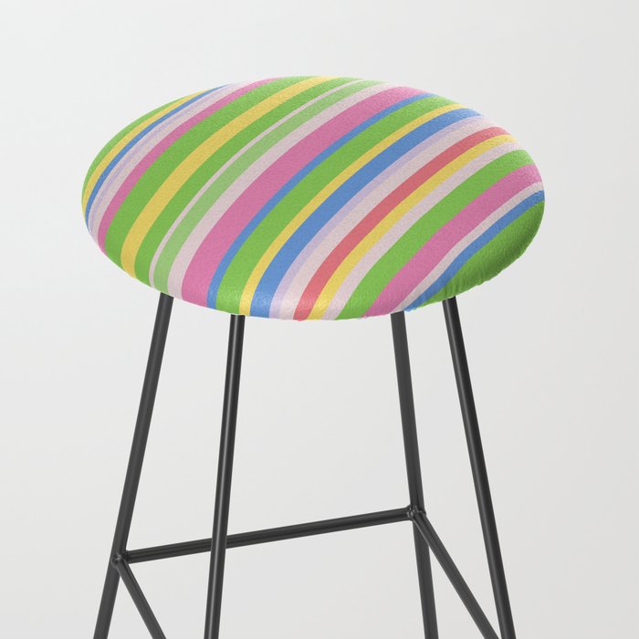 Summer Stripes Spring Green Pastel Multicolor Pattern Stool Gallery Image 2