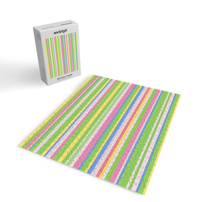 Summer Stripes Spring Green Pastel Multicolor Pattern Jigsaw Puzzle Gallery Image 2