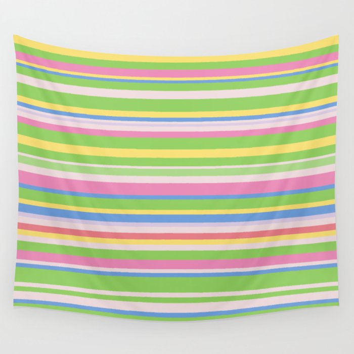 Summer Stripes Spring Green Pastel Multicolor Pattern Wall Tapestry Gallery Image 4