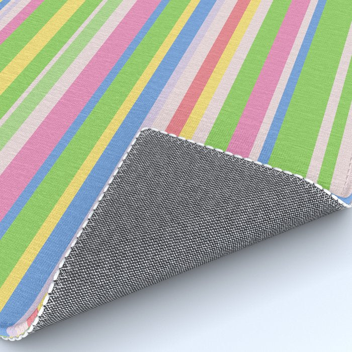 Summer Stripes Spring Green Pastel Multicolor Pattern Rug Gallery Image 4