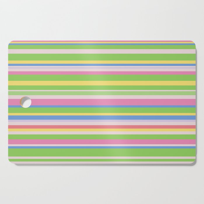 Summer Stripes Spring Green Pastel Multicolor Pattern Cutting Board Gallery Image 1