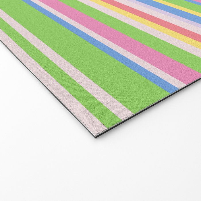 Summer Stripes Spring Green Pastel Multicolor Pattern Welcome Mat Gallery Image 2