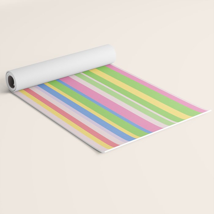 Summer Stripes Spring Green Pastel Multicolor Pattern Yoga Mat Gallery Image 2