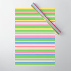Summer Stripes Spring Green Pastel Multicolor Pattern Wrapping Paper Gallery Image 1