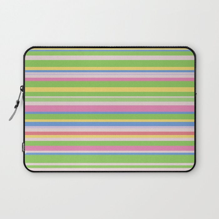 Summer Stripes Spring Green Pastel Multicolor Pattern Laptop Sleeve Gallery Image 1