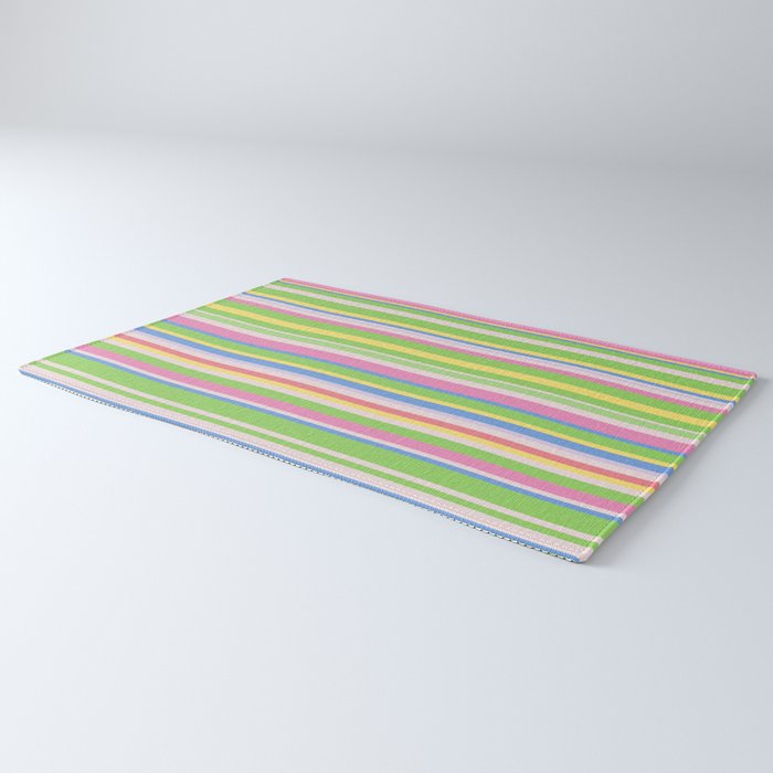 Summer Stripes Spring Green Pastel Multicolor Pattern Rug Gallery Image 3