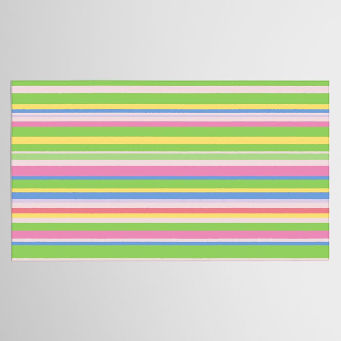 Summer Stripes Spring Green Pastel Multicolor Pattern Tablecloth Gallery Image 2