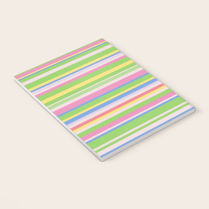 Summer Stripes Spring Green Pastel Multicolor Pattern Notebook Gallery Image 3