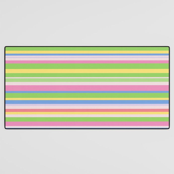 Summer Stripes Spring Green Pastel Multicolor Pattern Desk Mat Gallery Image 3