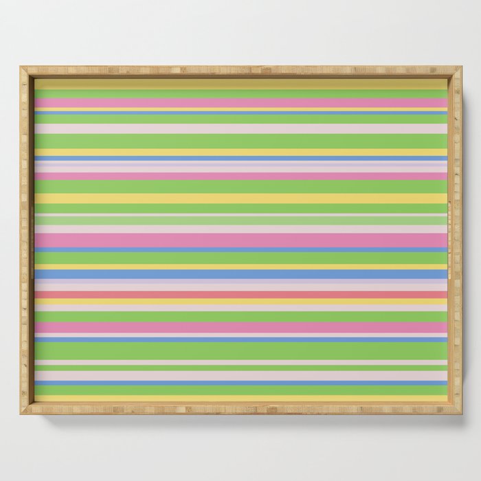 Summer Stripes Spring Green Pastel Multicolor Pattern Serving Tray Gallery Image 1