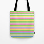 Summer Stripes Spring Green Pastel Multicolor Pattern Tote Bag Gallery Image 1