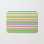 Summer Stripes Spring Green Pastel Multicolor Pattern Bath Mat Gallery Image 1