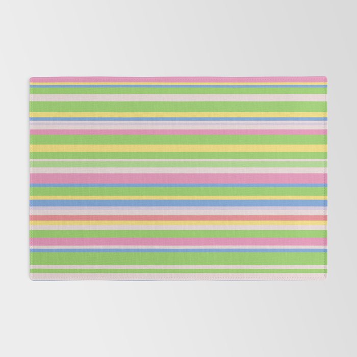 Summer Stripes Spring Green Pastel Multicolor Pattern Rug Gallery Image 2